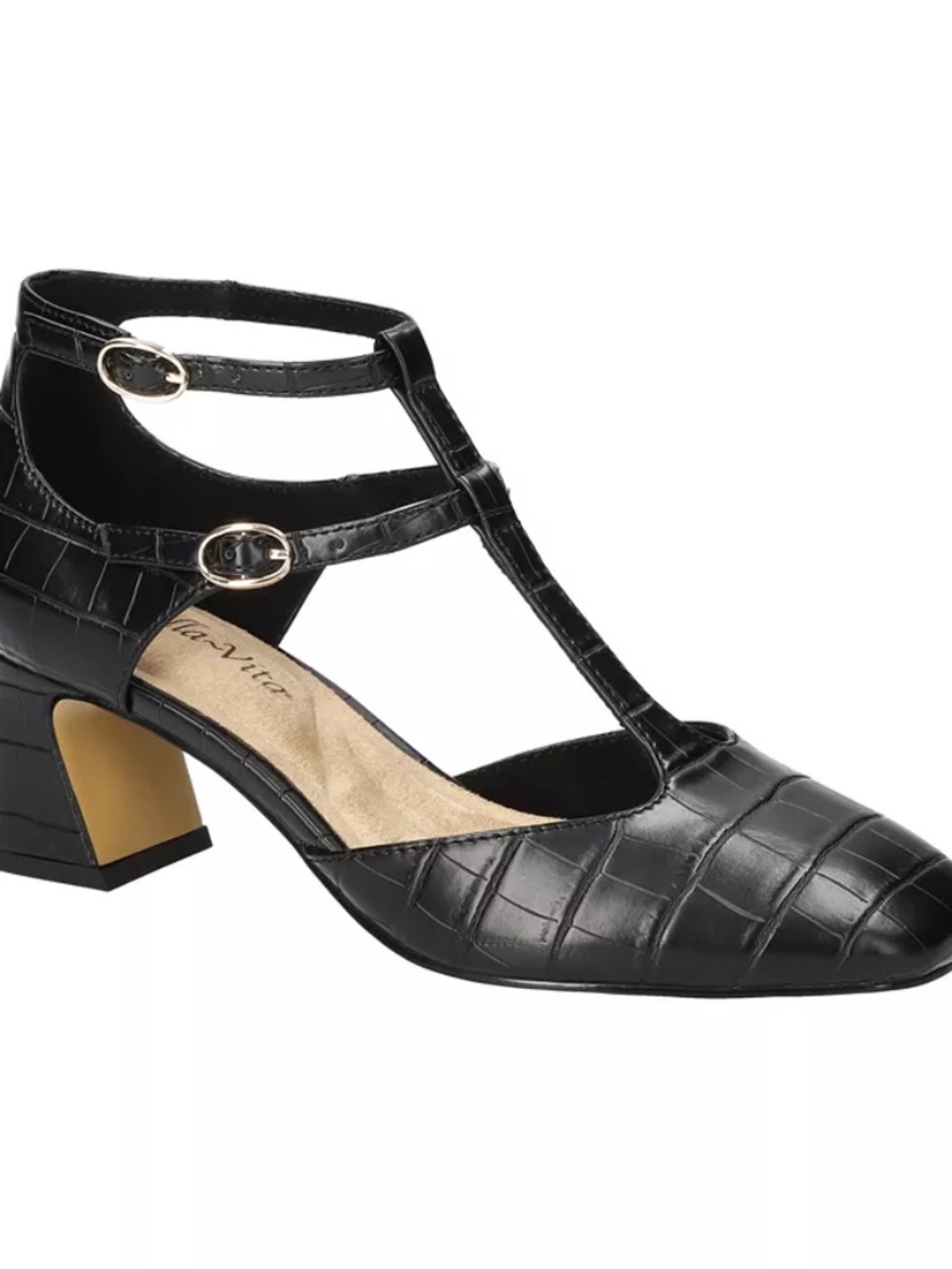 Bella Vita Women's Harpswell Block Heel Sandals - Black Croco